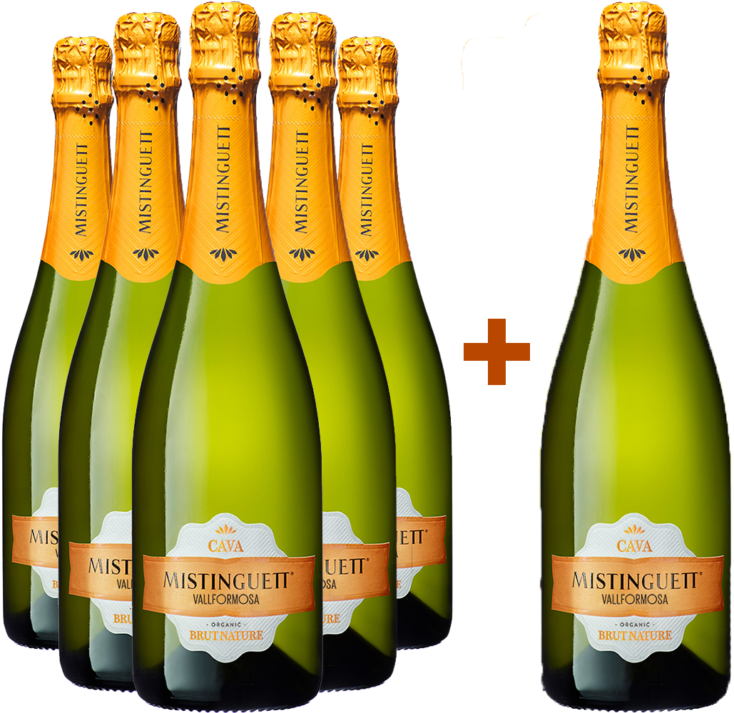 Pack descuento 5+1 Mistinguett Brut Nature Cava DO BIO