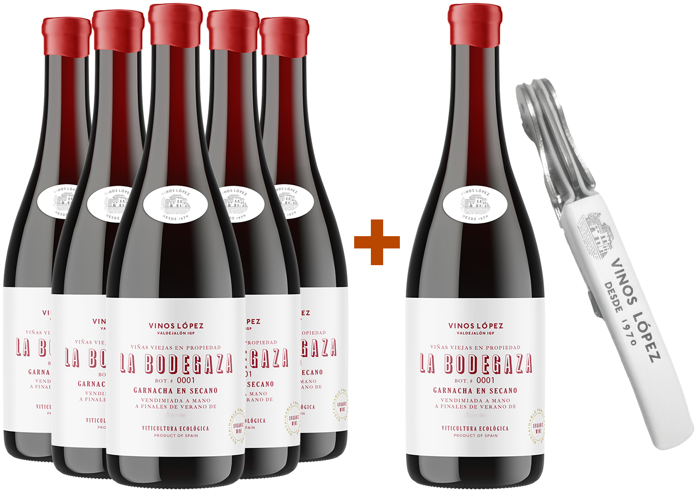 Pack descuento 5+1 La Bodegaza tinto Valdejalón IGP BIO (+ regalo sacacorchos) BIO