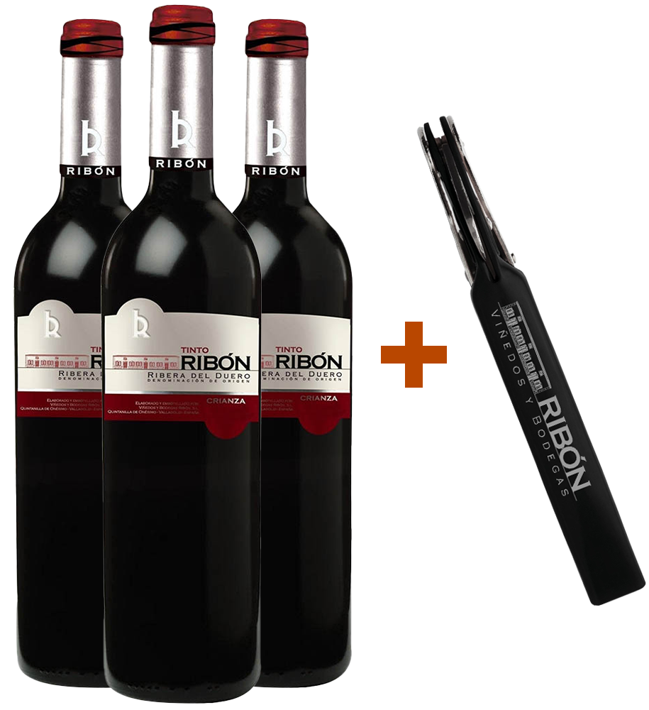 Pack Descuento Tinto Ribón Crianza Ribera del Duero DO (+ sacacorchos de regalo)