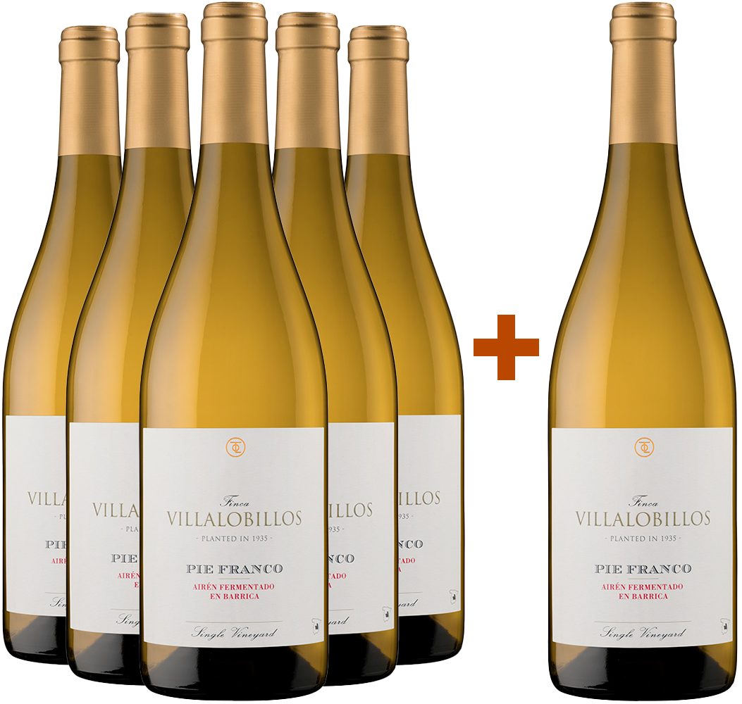 Pack descuento 5+1 Finca Villalobillos Airén Pie Franco Barrica Castilla VT